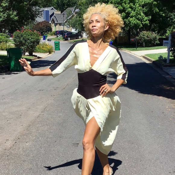 Vtg high waist harem jumpsuit dress disco romper S - Picture 2 of 9